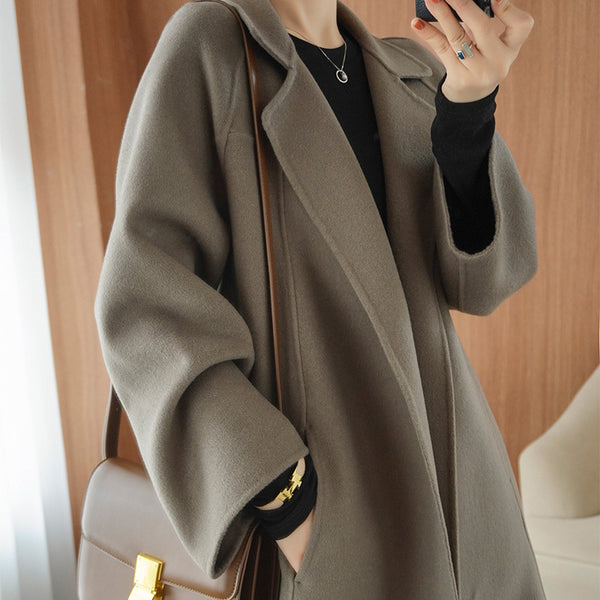 Abrigo Reversible de Cachemira para Mujer - Largo Suelto Oversize