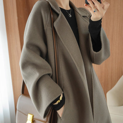 Abrigo Reversible de Cachemira para Mujer - Largo Suelto Oversize