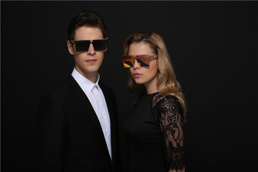 Silver-framed square polarized sunglasses with dark gray lenses and textured temples on a white background. - Image 40