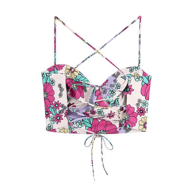 Conjunto Crop Top Encaje con Cordones y Falda Cintura Alta - Image 3