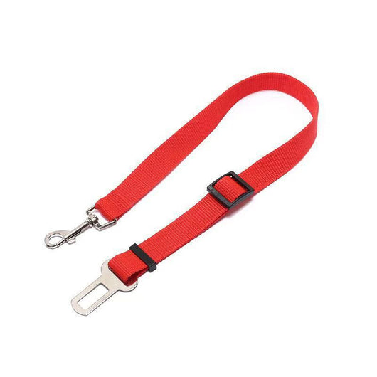 Pink adjustable dog car seat belt with a metal seatbelt buckle and a silver swivel snap hook. - Image 18
