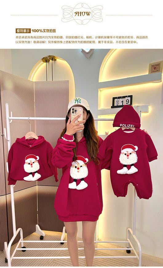 Conjunto Navideño Familiar: Pijama Polar con Capucha para Padres e Hijos - Image 11