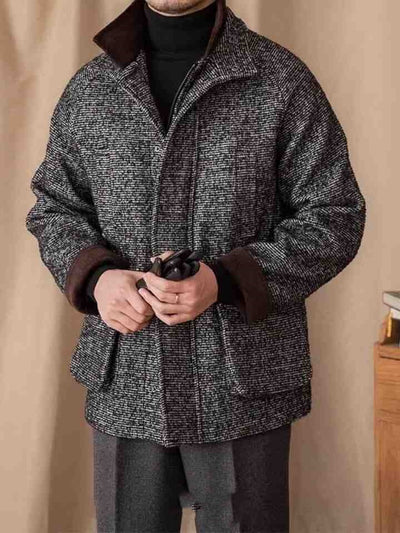 Abrigo de Lana Vintage Cuello Mao Invierno Cálido - Image 8