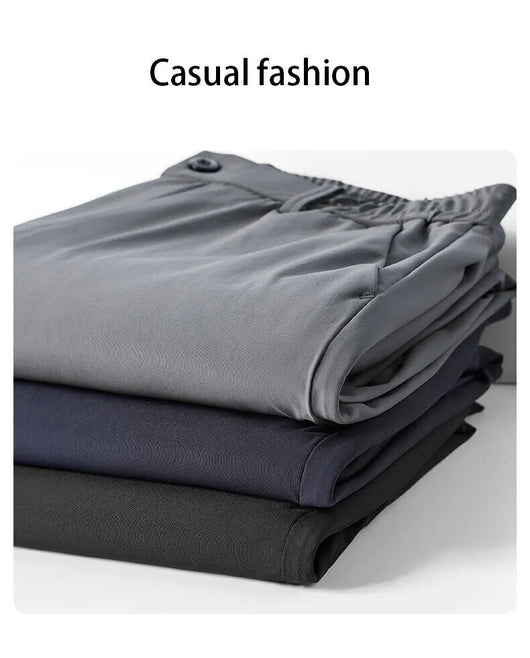 Pantalones Casuales para Hombre Ajuste Elástico Negocios Tela Ligera - Image 12