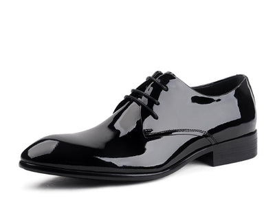 Zapatos de Novio Charol Negro Punta Aguda con Cordones - Image 2
