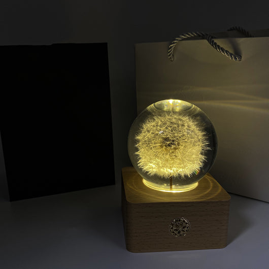 Lámpara Nocturna con Base de Madera y Flores Preservadas - Image 12