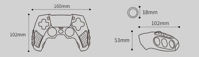 White silicone protective sleeve for PS5 controller with black textured grips and joystick caps, shown with packaging. - Image 13