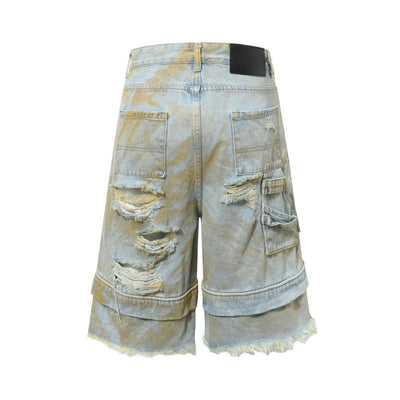 Pantalones Cortos Denim Estampado Holgados para Hombre - Image 2