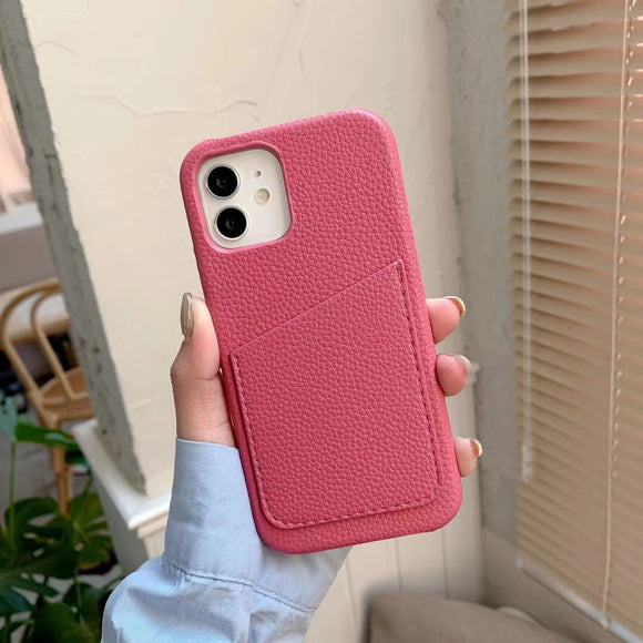 Funda para Teléfono con Ranura para Tarjetas y Textura Piel de Cocodrilo