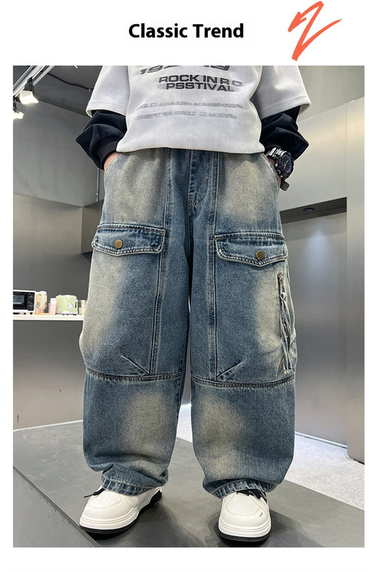Pantalones Cargo Sueltos para Niños - Jeans Versátiles y Cómodos - Image 10