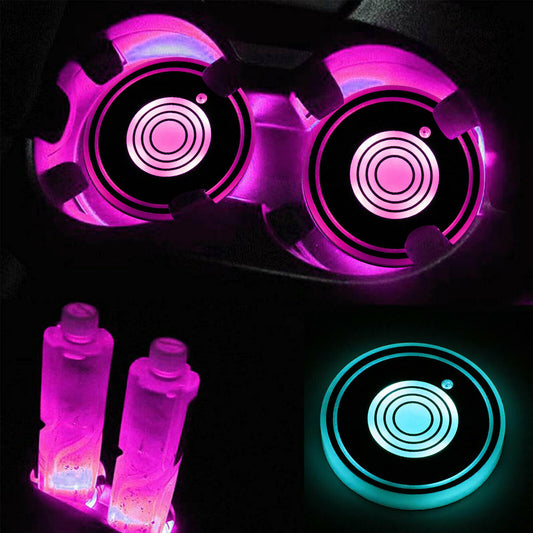 Portavasos LED para Auto con Carga USB y Base Antiderrame