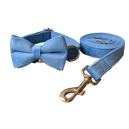 Collar para Perro de Terciopelo Azul con Cuerda - Image 6