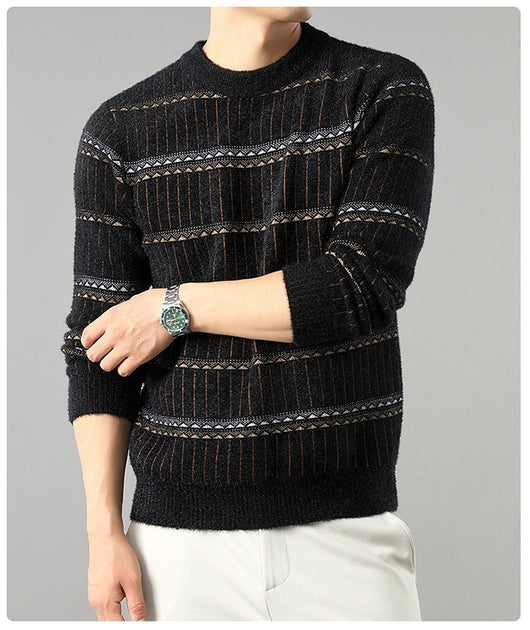 Suéter Grueso de Cuello Redondo para Hombre con Forro Polar y Textura de Visón Sintético - Image 43