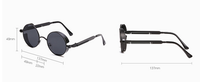 Austin Powers vintage round metal frame sunglasses with clear lenses, gold frames, and black temple tips. - Image 38
