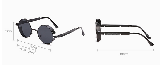 Austin Powers vintage round metal frame sunglasses with clear lenses, gold frames, and black temple tips. - Image 38