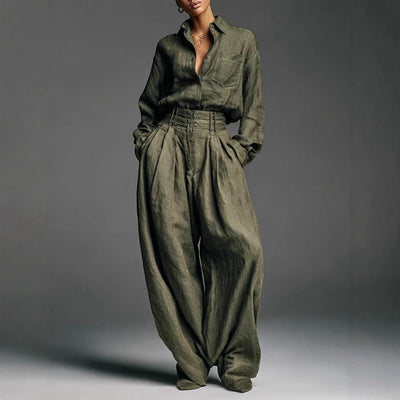 Conjunto Cardigan y Pantalón Dos Piezas Manga Larga Unisex
