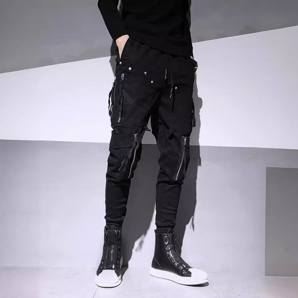 Overol Harem Slim Fit con Cierres Decorativos - Estilo Dark Fashion