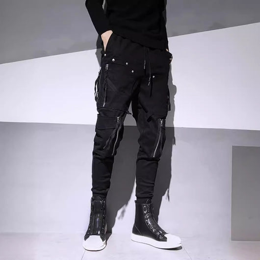 Overol Harem Slim Fit con Cierres Decorativos - Estilo Dark Fashion
