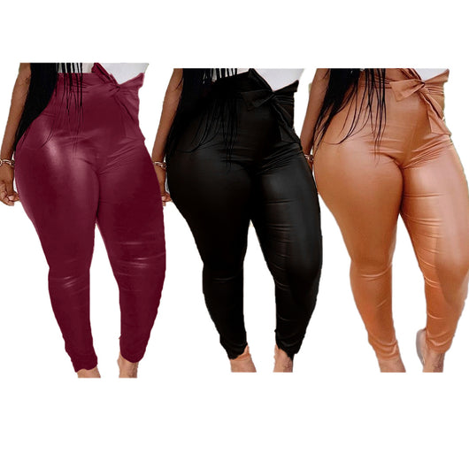 Pantalones de Cuero Casual Otoño-Invierno Estilo Europeo Americano