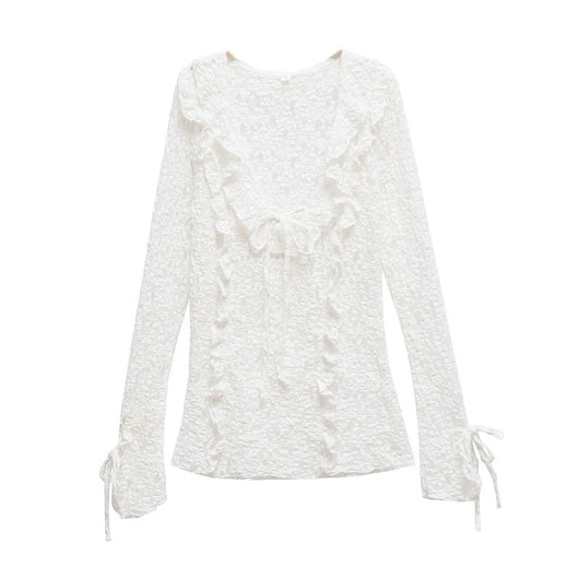 Blusa Ajustada de Encaje con Mangas Largas para Primavera y Verano - Image 4