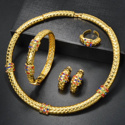 Conjunto de Joyas con Diamantes Estilo Chino: Anillo, Pulsera, Collar y Aretes - Image 4