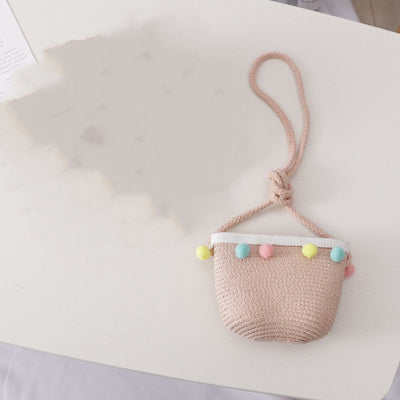 Conjunto de Bolsa y Sombrero de Paja Infantil de Color Sólido - Image 13