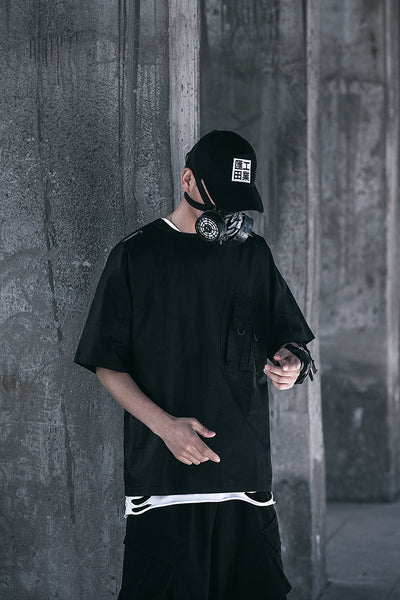 Playera Hip-hop Suelta Funcional Estilo Oscuro para Hombre - Verano - Image 10