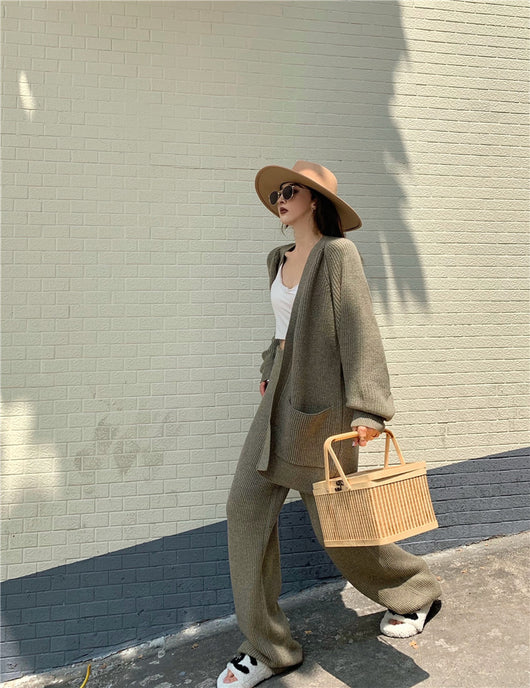 Conjunto Elegante: Suéter Tejido Holgado + Pantalón Recto Cintura Alta - Image 16