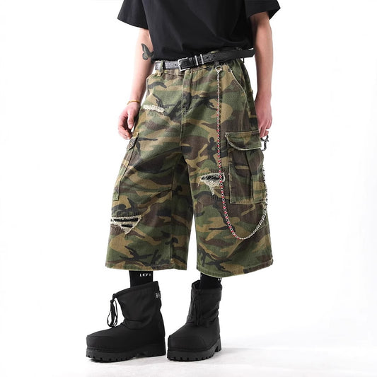 Pantalones Cargo Camuflaje Retro Cortos