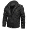 Chaqueta Abrigo Hombre Algodón con Capucha Forrado Velludo Multibolsillos Estilo Vintage