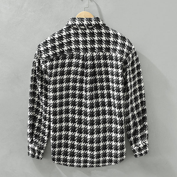 Camisa Cuadros Suelta Japonesa de Manga Larga para Hombre