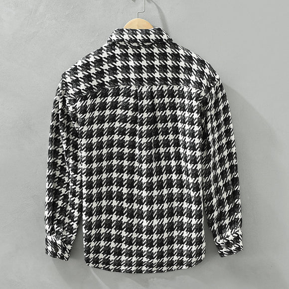 Camisa Cuadros Suelta Japonesa de Manga Larga para Hombre