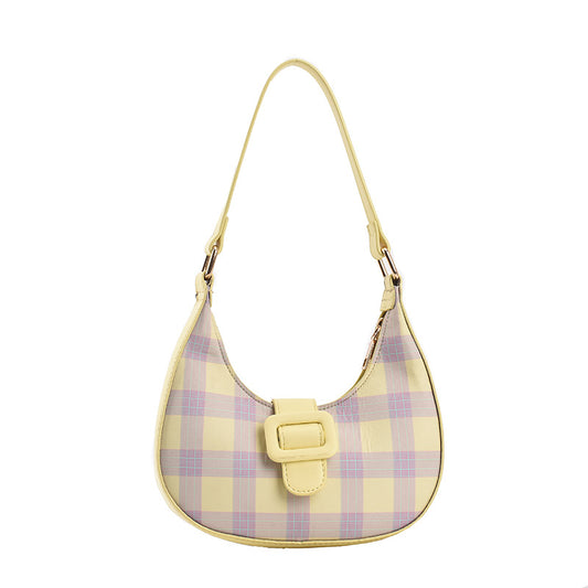 Bolsa Bandolera Cuadros Estilo Francés Baguette Lujo