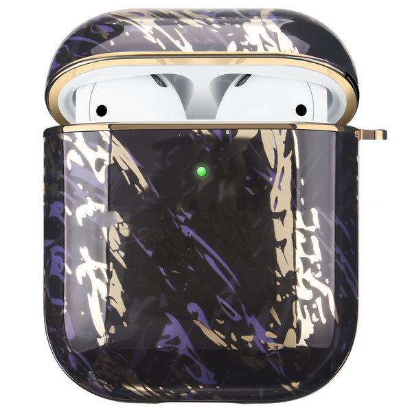 Funda Protectora para AirPods con Diseño Mármol Blanco y Acabado Dorado
