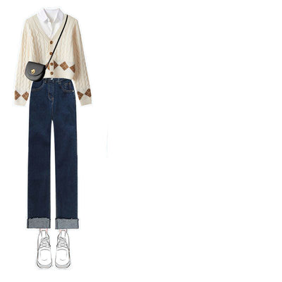 Conjunto de 3 Piezas: Cardigan Tejido + Jeans Reductores - Image 6