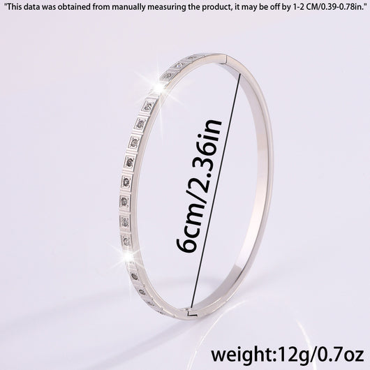 Pulsera de Diamantes Cuadrados en Acero Inoxidable Europeo y Americano - Image 9