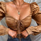 Blusa Envolvente con Mangas Abullonadas y Espalda Abierta