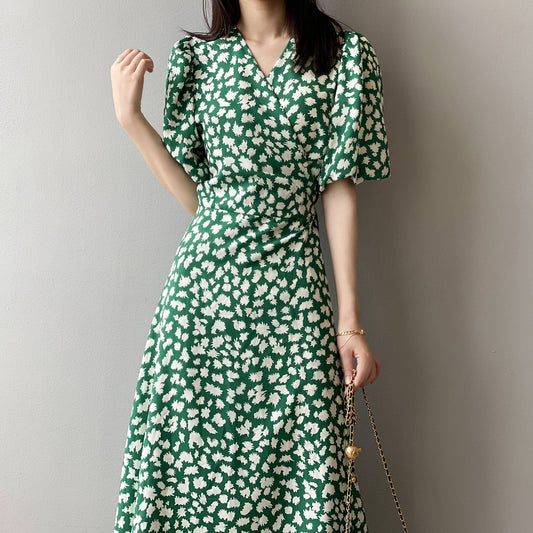 Vestido Escote V Floral Bosque Francés para Mujer Verano