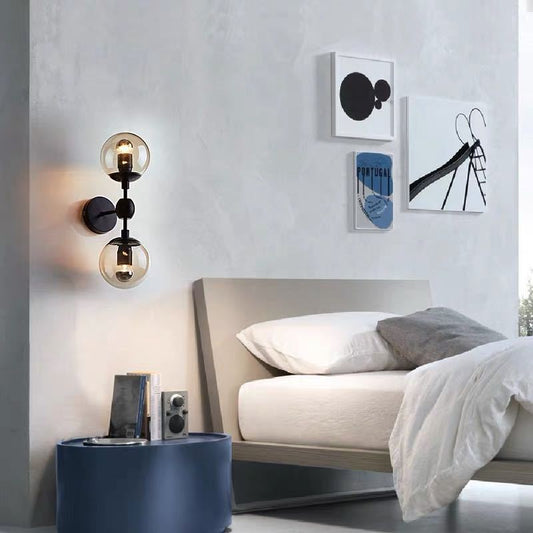 Lámpara de Pared Doble Cabezal Vidrio y Hierro - Diseño Minimalista - Image 2