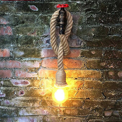 Lámpara Colgante Estilo Rústico Americano con Cuerda de Cáñamo e Hierro - Image 4