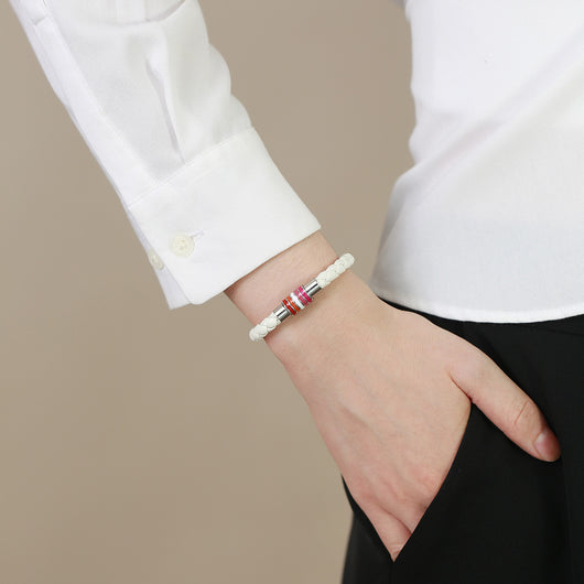 Pulsera Magnética de Acero Titanio con Bandera Arcoíris para Parejas - Image 11