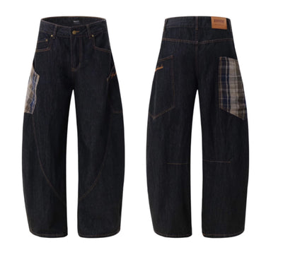 Pantalones Rectos Anchos con Costuras Cuadros Retro para Mujer - Image 13
