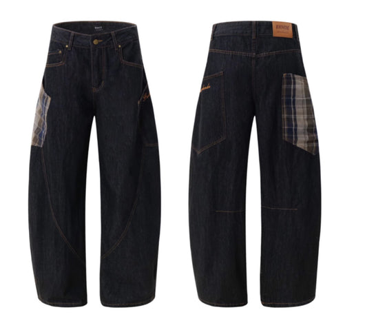 Pantalones Rectos Anchos con Costuras Cuadros Retro para Mujer - Image 13