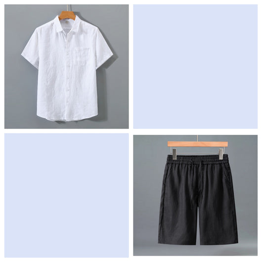 Conjunto de Shorts y Camisa de Lino para Hombre - Outfit Veraniego Ligero y Cómodo - Image 7