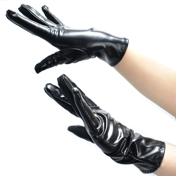 Luvas de Couro Verniz Preto Justas Finas