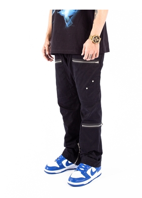 Pantalones Negros Retro con Múltiples Bolsillos y Corte Acampanado - Image 11