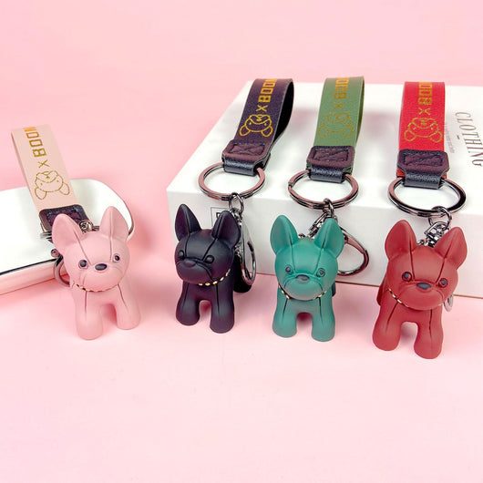 Llavero Bulldog Adorable con Estuche para Auriculares y Mochila Pareja