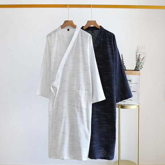 Bata Kimono de Gasa de Algodón Jacquard Verano - Ligera y Fresca