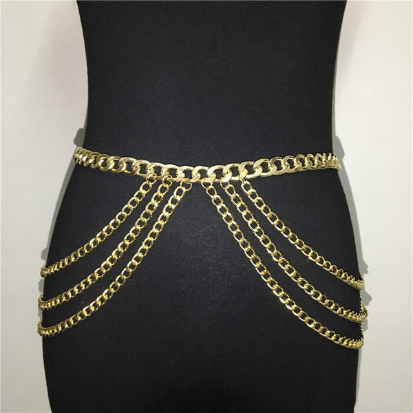 Cadena de Cintura Multicapa en Metal Dorado - Diseño Minimalista
