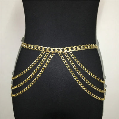 Cadena de Cintura Multicapa en Metal Dorado - Diseño Minimalista - Image 2